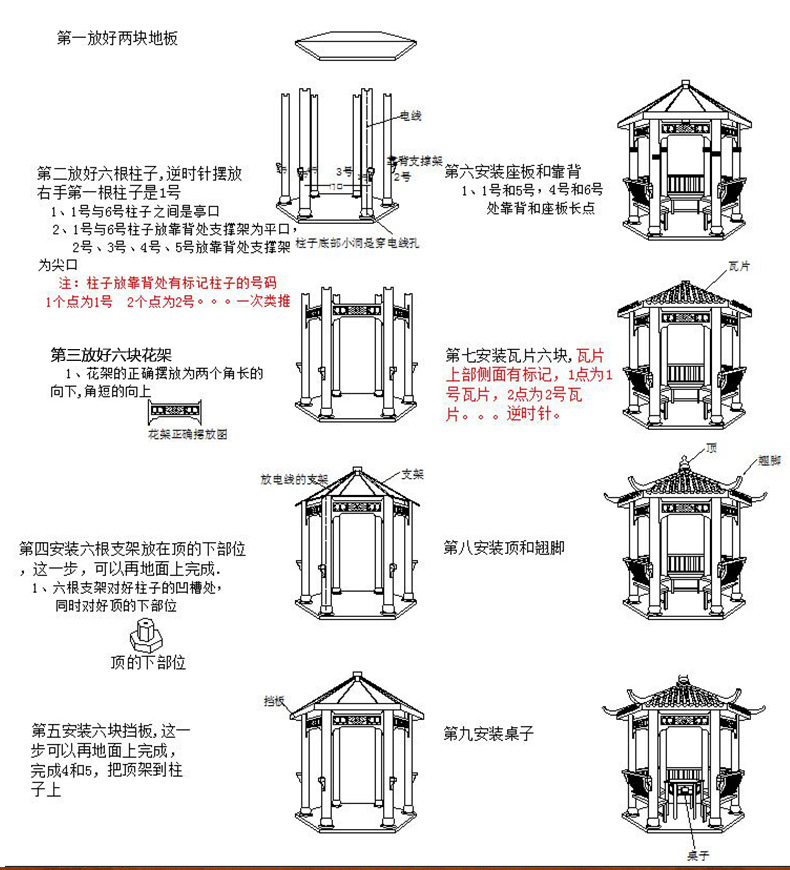 木制凉亭 碳化木防腐木实木户外古建八角亭子 园林景观六角凉亭