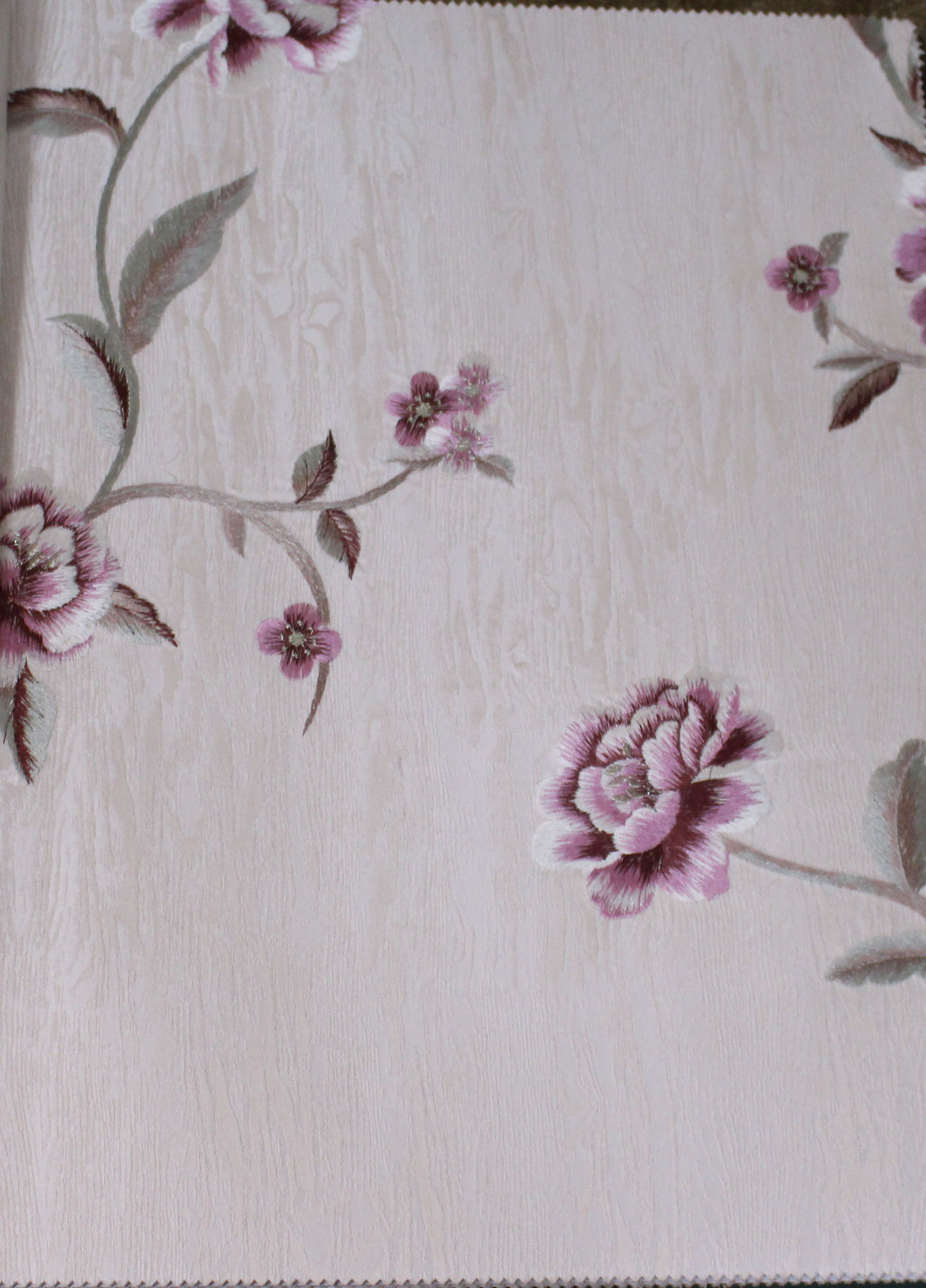 供应鸿棉无缝墙布 新款无缝刺绣墙布