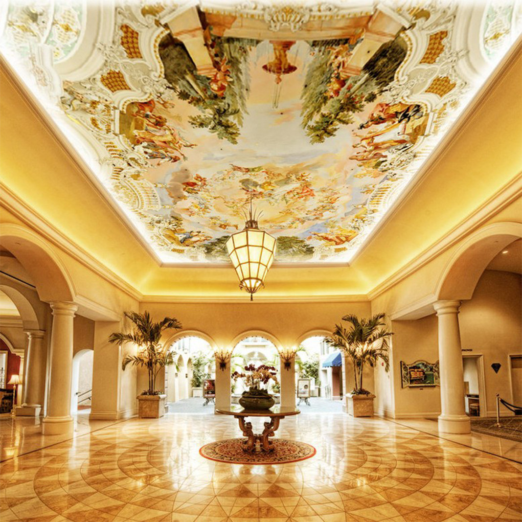 欧式大堂3d天花吊顶背景墙壁画伊甸园皇室客厅卧室酒店天花顶壁纸