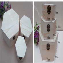木质 六边形形状木盒 木质工艺品包装盒木质储物盒可定制