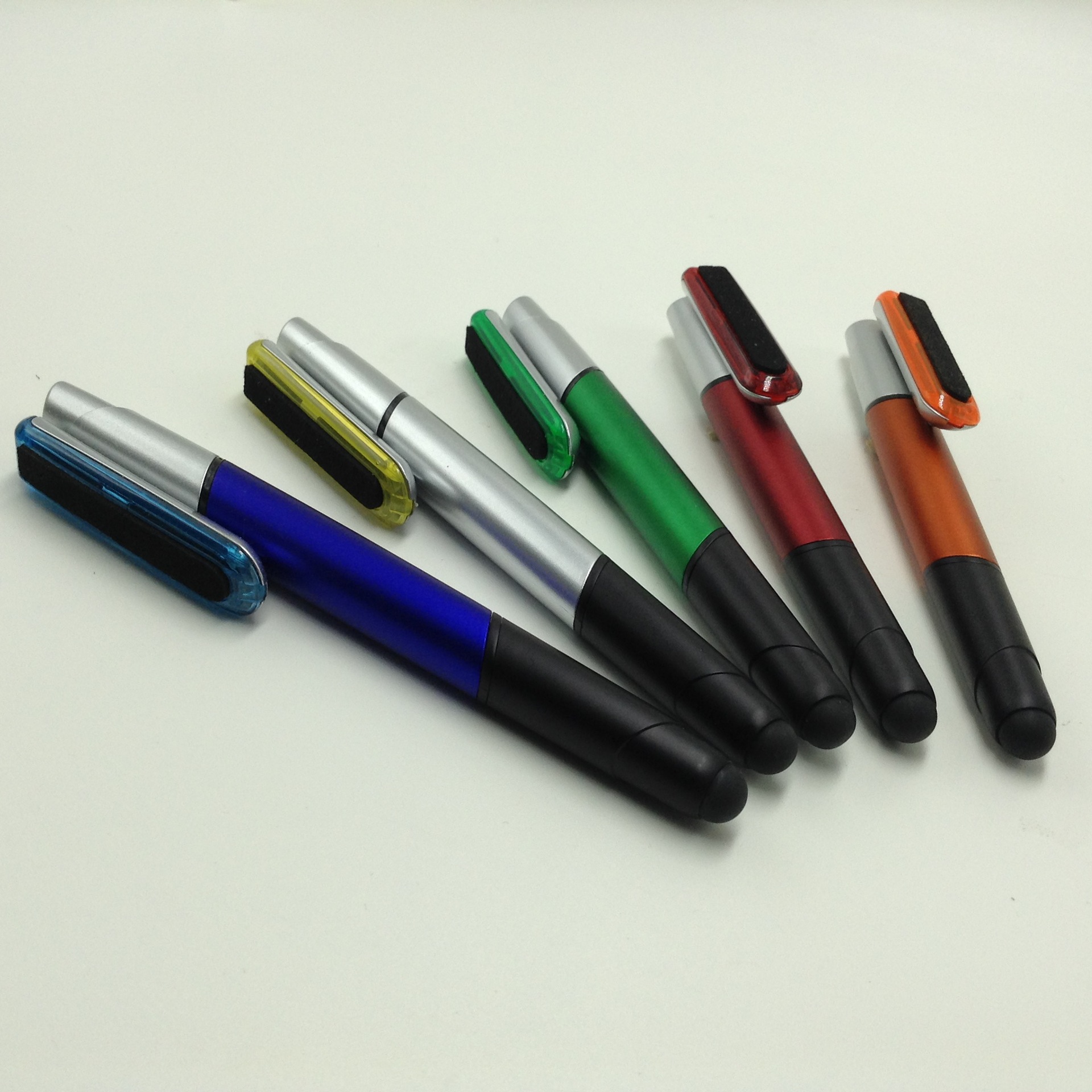 厂家直销 一笔四用 多功能荧光笔 圆珠笔 触控笔 笔印logo 触屏擦