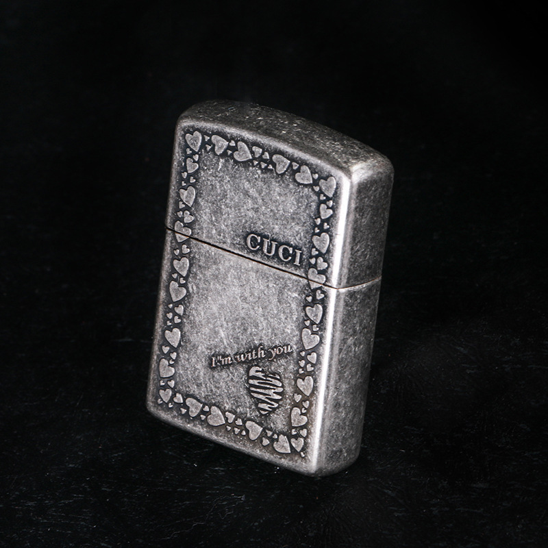 厂家直销cuci酷骑古银雕边蚀刻创意l个性煤油防风打火机批发