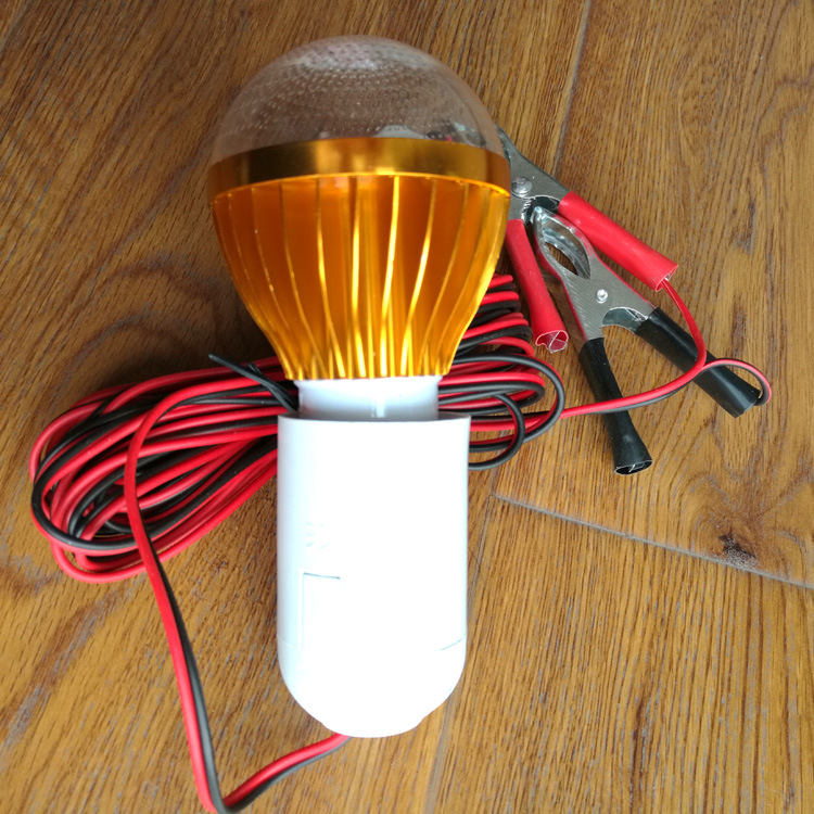批发12v 电瓶直流电节能led夜市地摊灯 户外野营应急球泡灯带开关