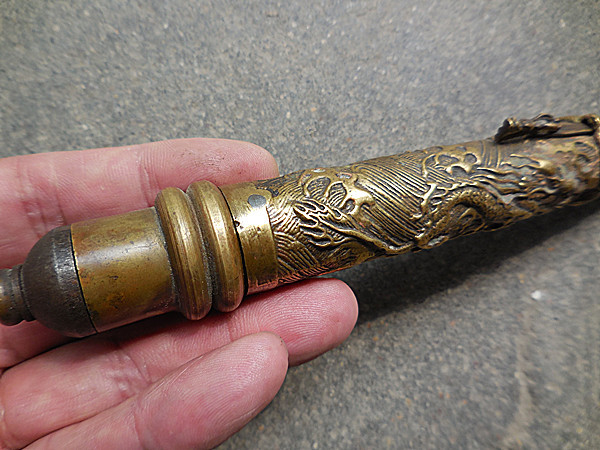 古玩杂件 民间收藏 纯铜盘龙袖箭 古代暗器 冷兵器收藏 鎏金挫银