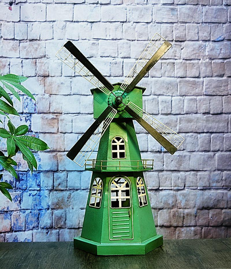 美式乡村艺工艺品家居摆设复古风车摄影道具橱窗装饰品一件代发