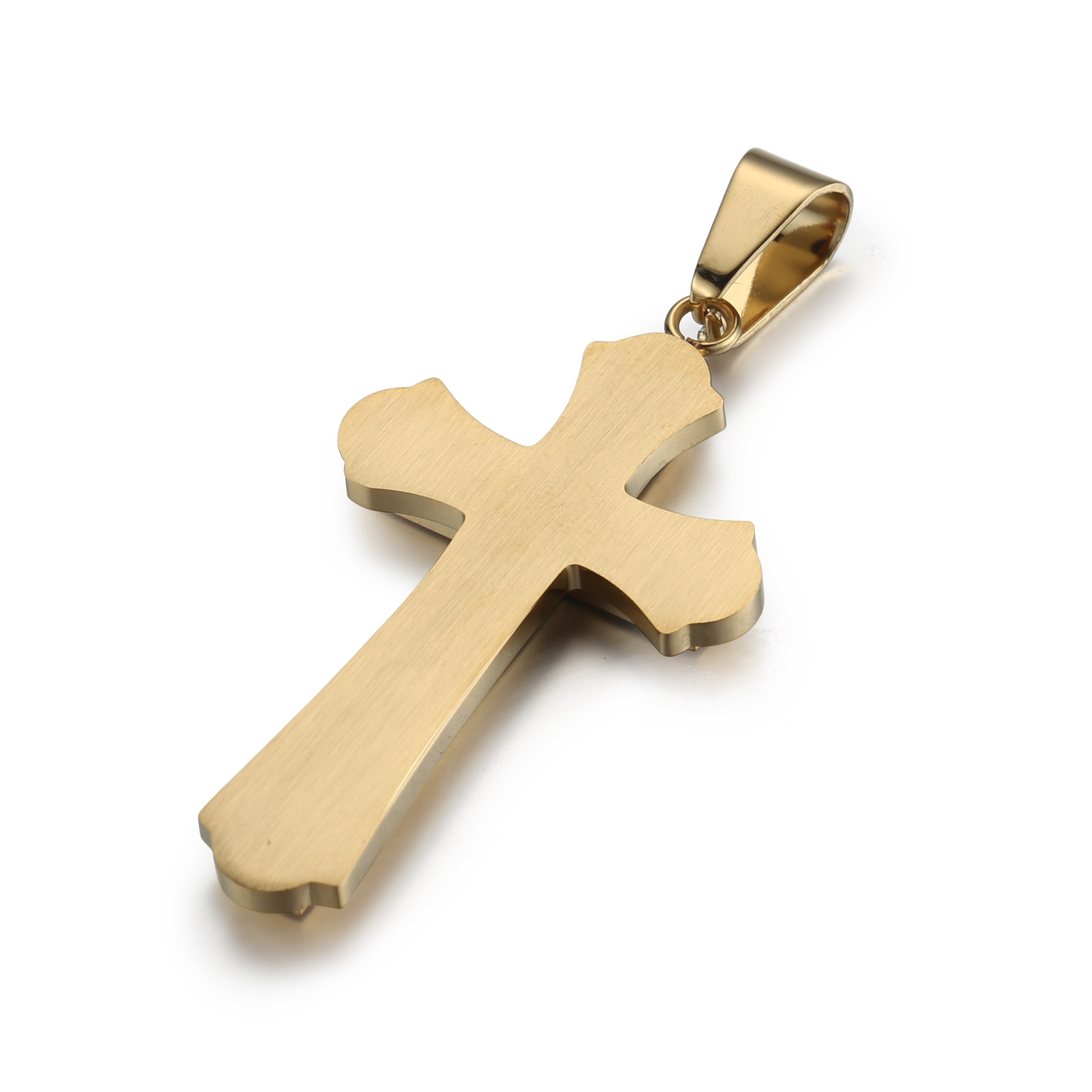 韩版电镀黄金十字架男士吊坠 时尚镶嵌水钻