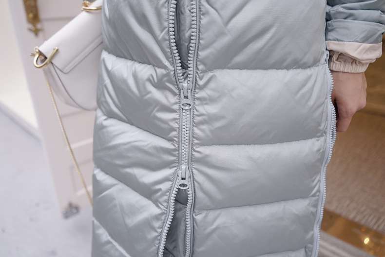 韩版简约纯色女士羽绒服中长款冬季御寒白鸭绒保暖外套修身棉服饰