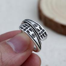 工厂批发S925纯银饰品 手工复古泰银曼谷银女士简约创意食指戒指
