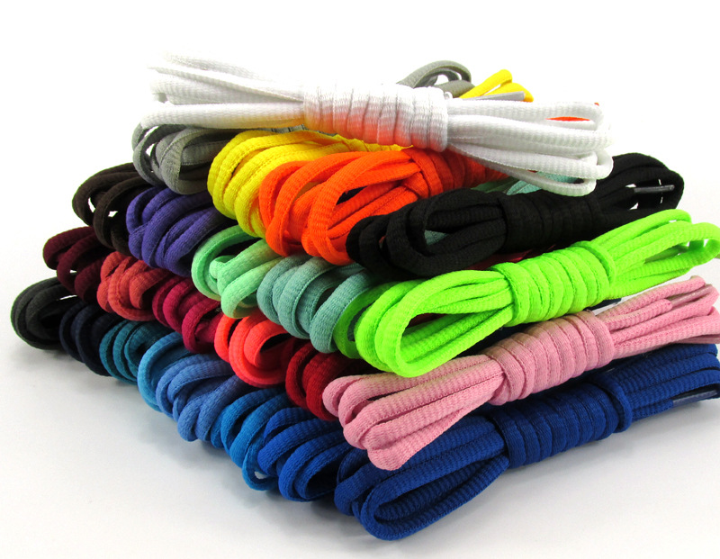 厂家生产直销七彩扁圆鞋带彩色鞋带半圆鞋带 运动鞋带大量现货