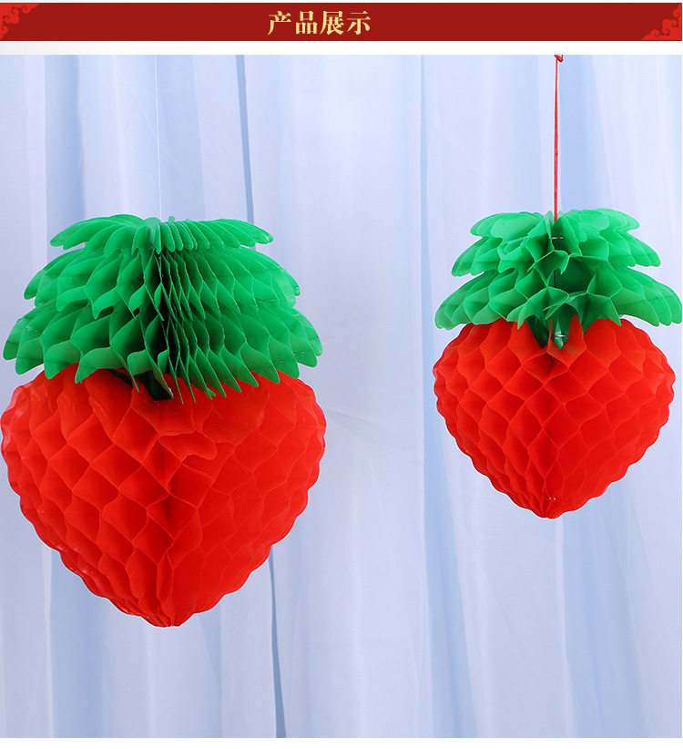 热卖环保折叠草莓塑纸灯笼开业灯笼婚礼婚房喜庆大红灯笼定做批发