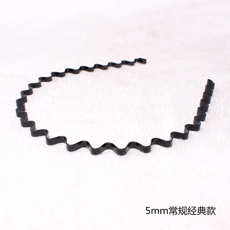 Classic Black 5mm Iron Headband Unisex Wave Head Buckle Korean Fashion All-Match Hair Accessories C06