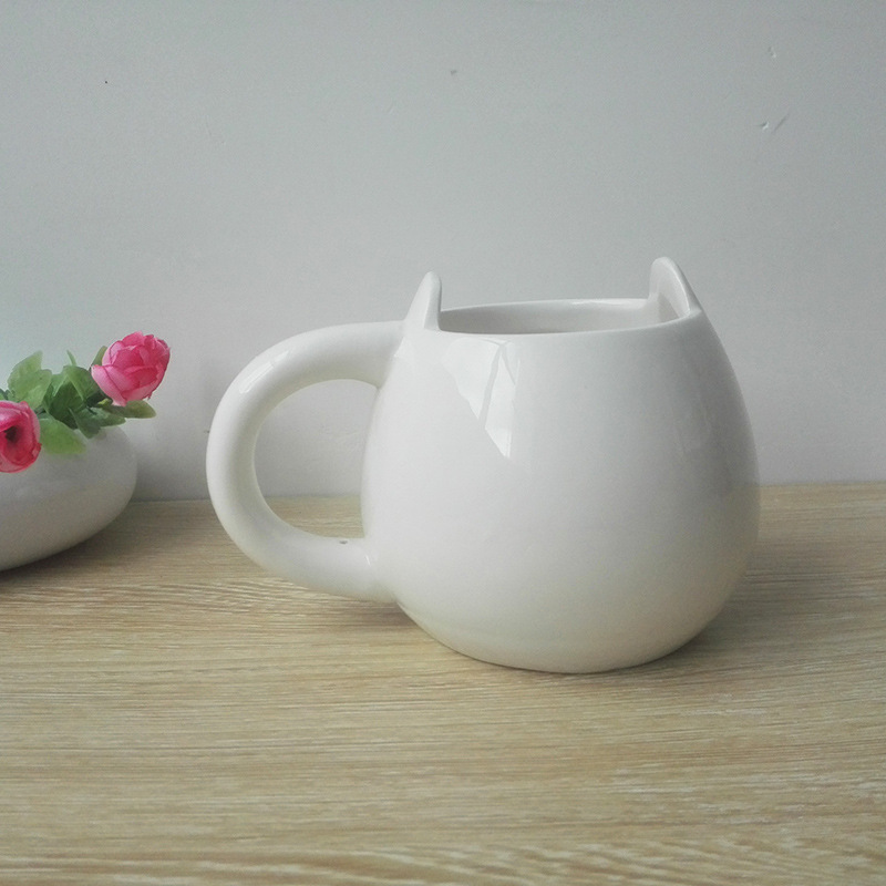 定制陶瓷猫杯促销陶瓷杯子白云土轻质瓷陶瓷杯黑色陶瓷杯