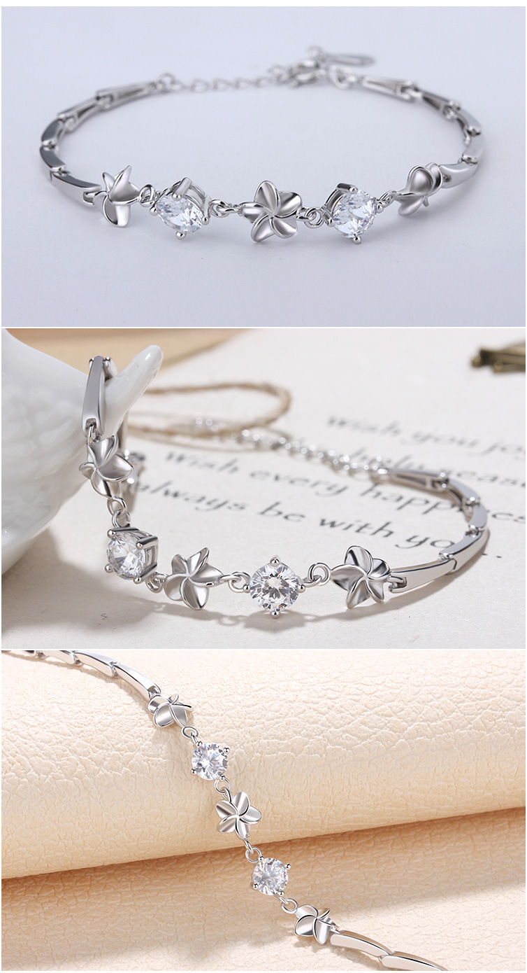 925纯银手链 猴年新款日韩版大风车锆石银饰新款