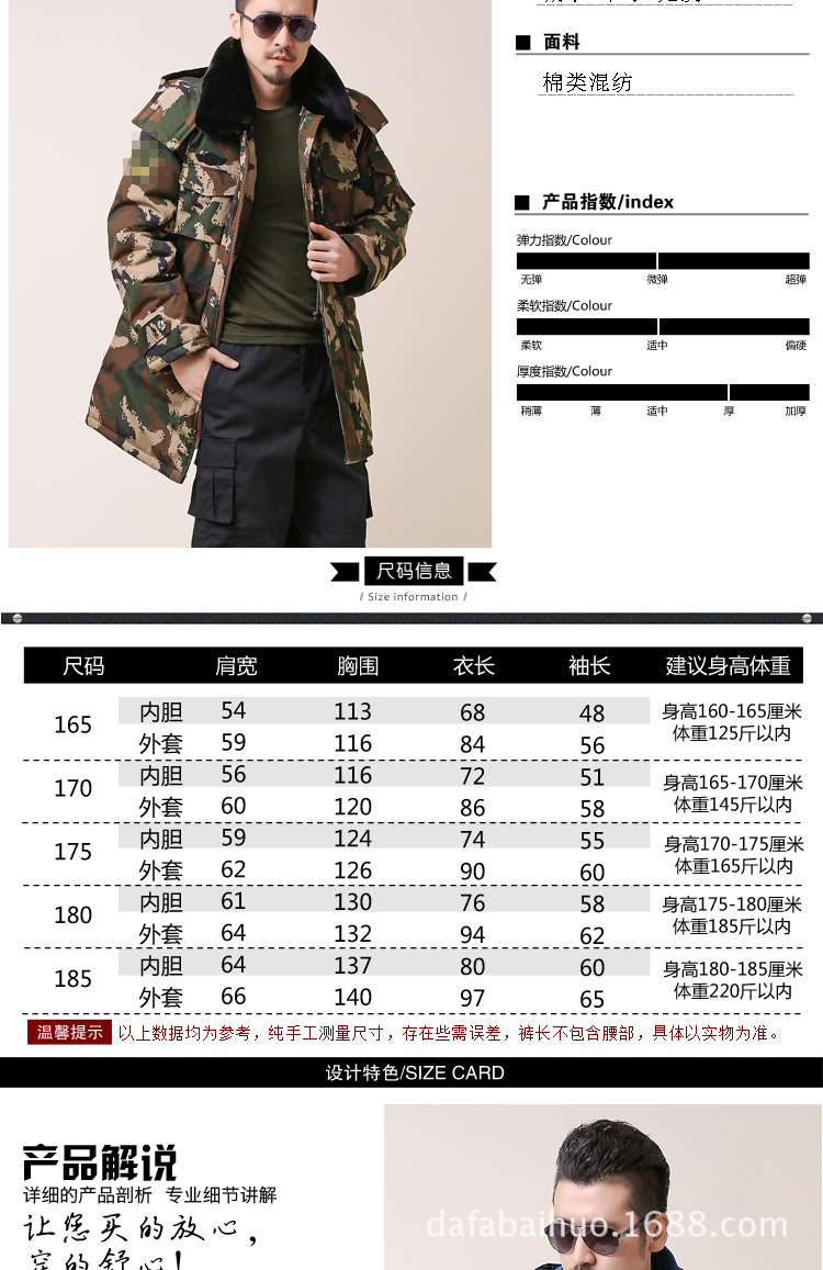 07军工正品荒漠迷彩大衣城市迷彩军大衣劳保棉大衣防水加厚棉服