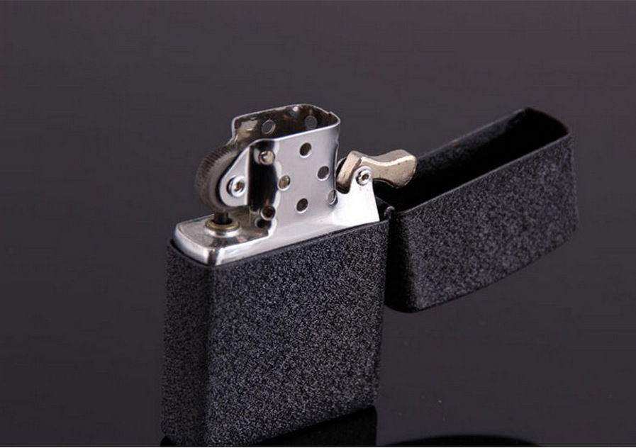 厂家直销黑砂打火机黑磨砂煤油打火机金属汽油棉油火机个性定制