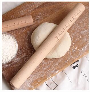 实木擀面杖 压面棍饺子皮擀面棍木制赶面棒带刻度 无漆榉木擀面杖