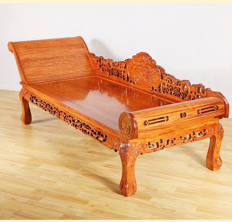 非洲花梨木小红木贵妃床 红木贵妃床 仿古实木休闲榻 睡椅躺椅