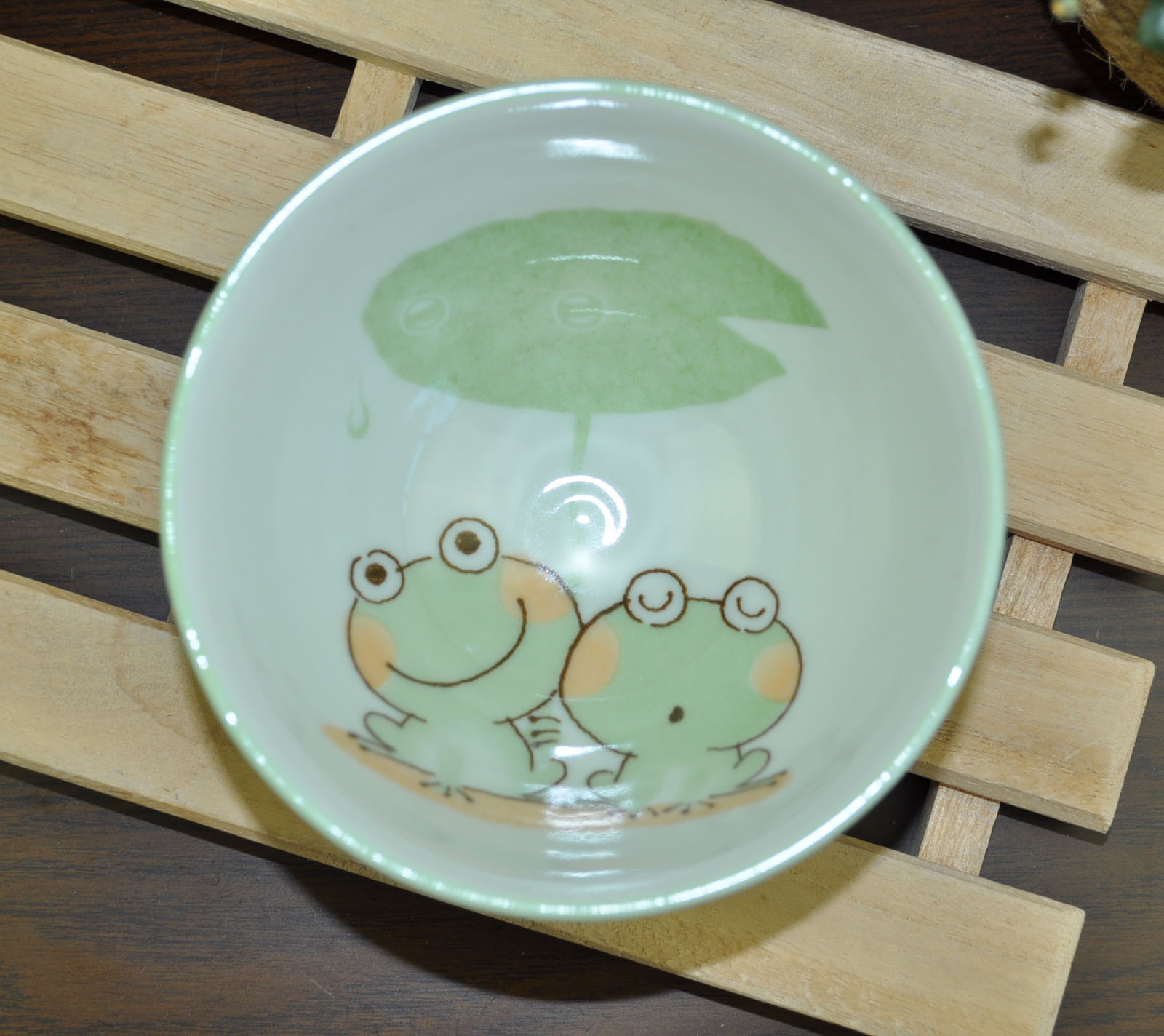 日式 日本进口陶瓷餐具 古伊烧 快乐小青蛙中平对碗