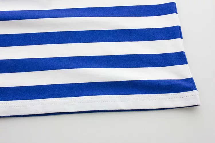 2016新款纯棉文艺宽松t恤学院风海军条纹短袖休闲上衣女夏