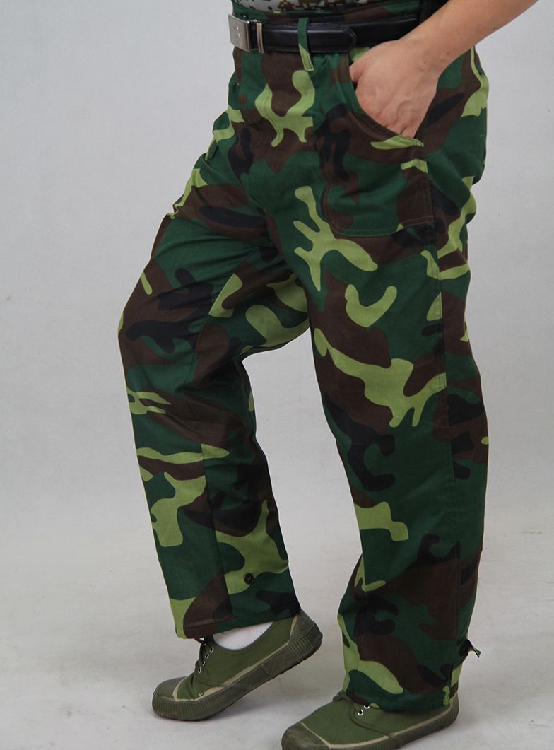 大学军训迷彩裤初中高中学生87军训单裤丛林迷彩军训裤子老海洋绿
