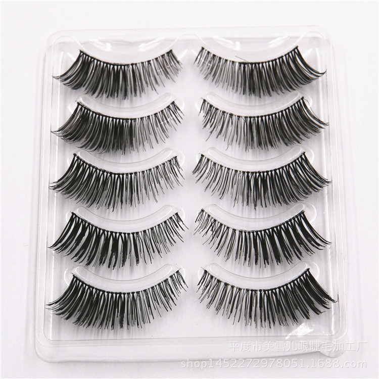 XH-03 Handmade Five Double Pairs of False Eyelashes Multi-Layer Thick False Eyelashes Natural Long Curling False Eyelashes Wholesale