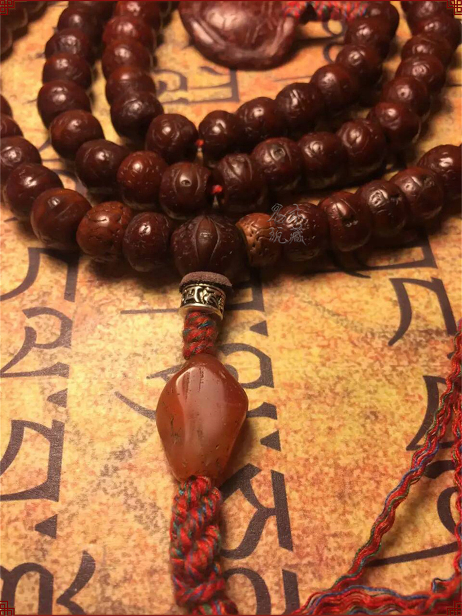 尼泊尔藏式老凤眼菩提佛珠手串带配饰项链108颗念珠男款女士.