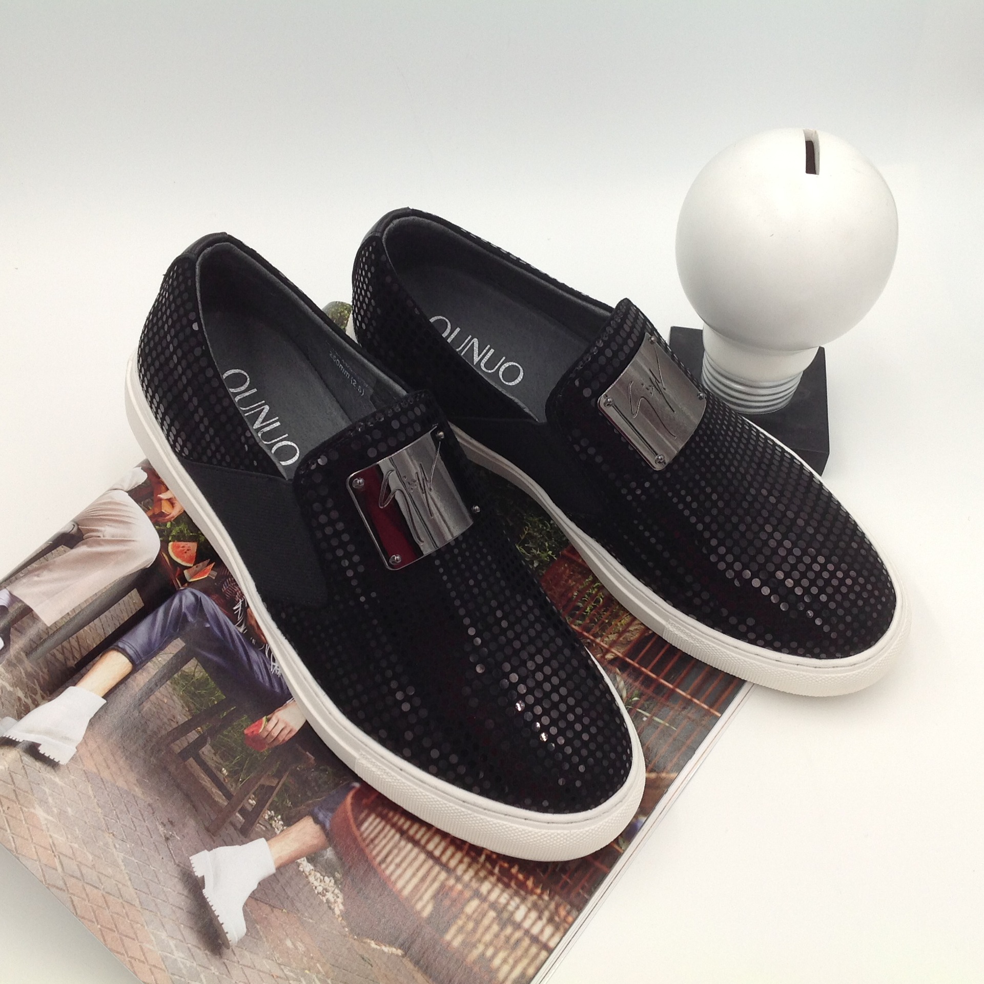 新款烫片真皮乐福鞋