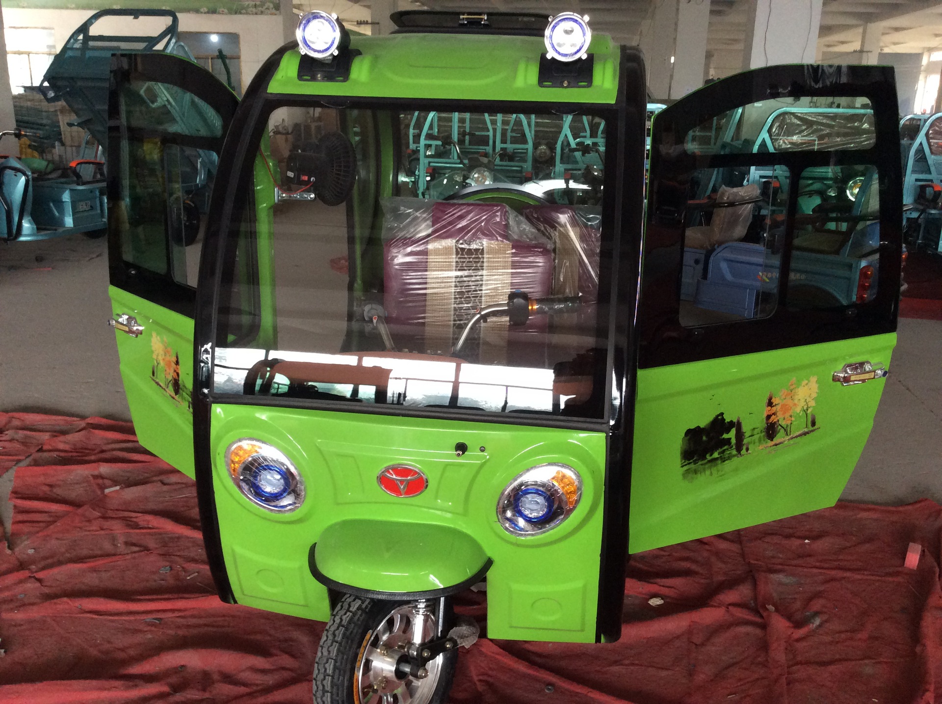 供应金蛙牌封闭电车全封闭两门三座电动三轮车 厂家定做封闭电车