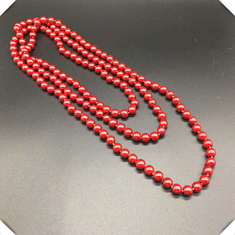 民族风百搭长款珍珠毛衣链 打结珍珠项链 多种戴法长串珠项链