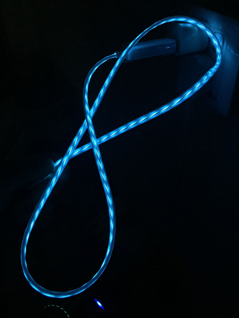 苹果5s/6手机充电线流水追光发光带el流光数据线 usb追光数据线