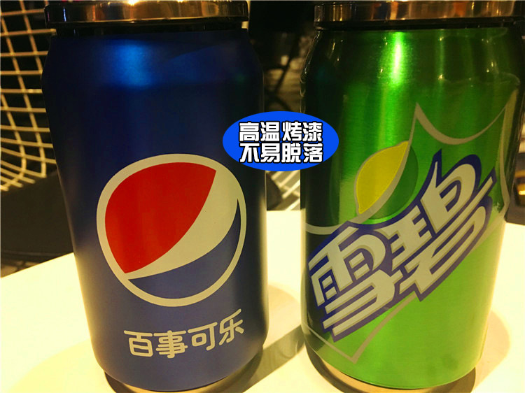 创意百事可乐雪碧易拉罐不锈钢保温杯学生潮