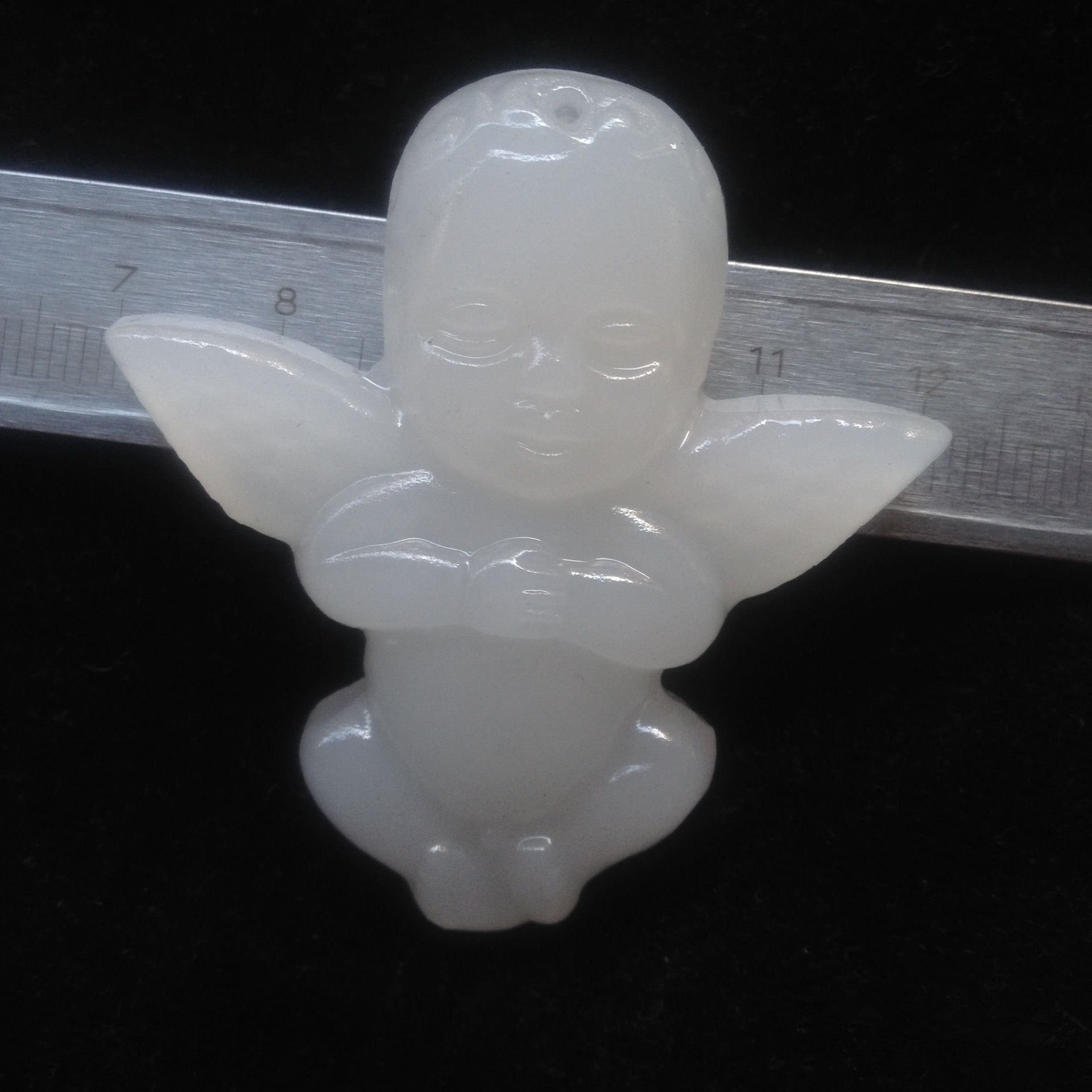 天然阿富汗白玉吊坠 羊脂小天使玉牌玉佩和