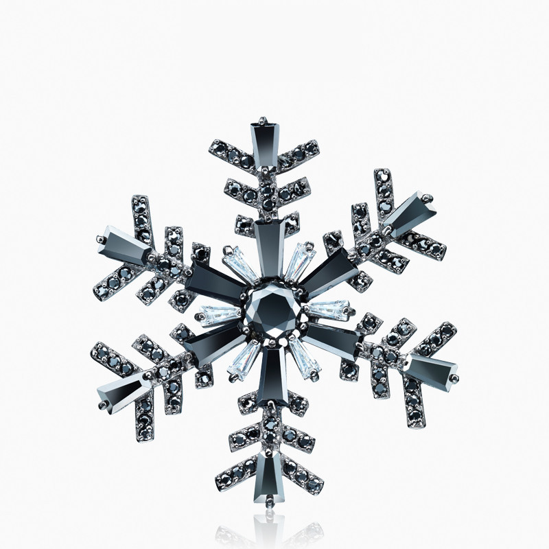 秋冬新款韩版圣诞雪花银胸针别针两用女士长