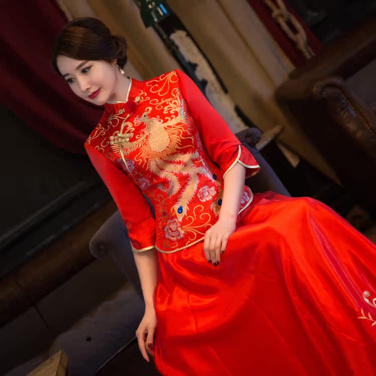 2016新款凤凰新娘晚礼服敬酒服大红喜庆