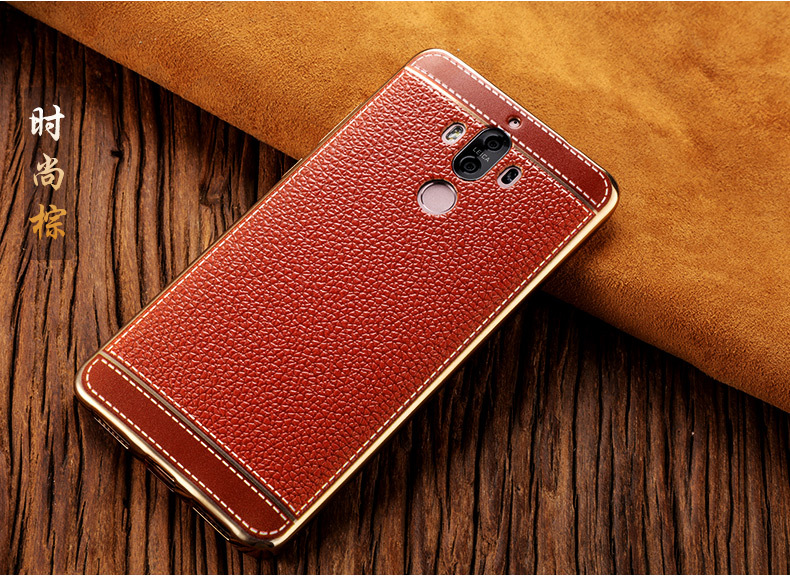 新款mate9手机壳电镀皮纹防摔手机套华为mate9硅胶软壳手机保护套