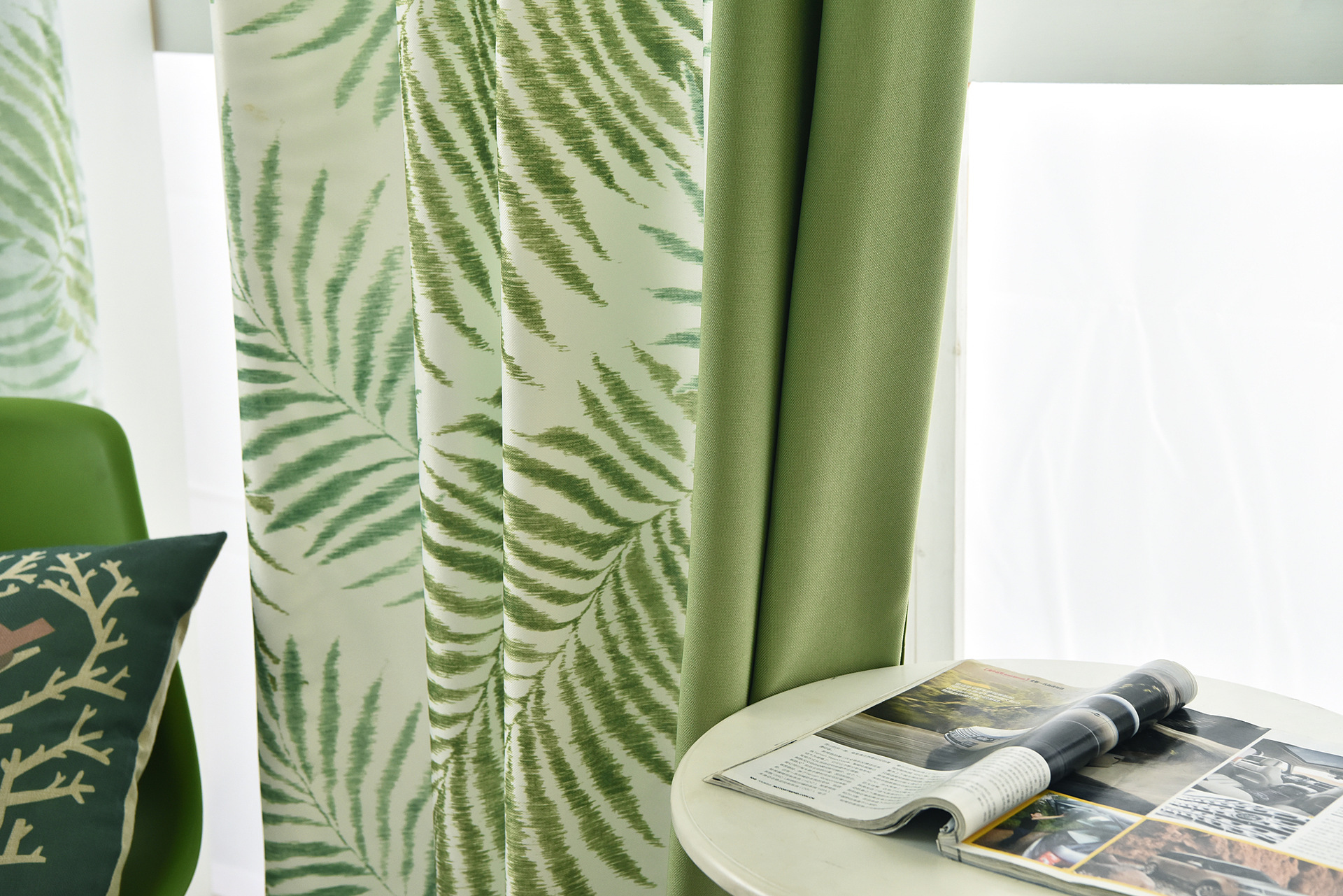 美式田园乡村活性 印花加厚绒麻西瑞拉窗帘布大树叶窗帘沙