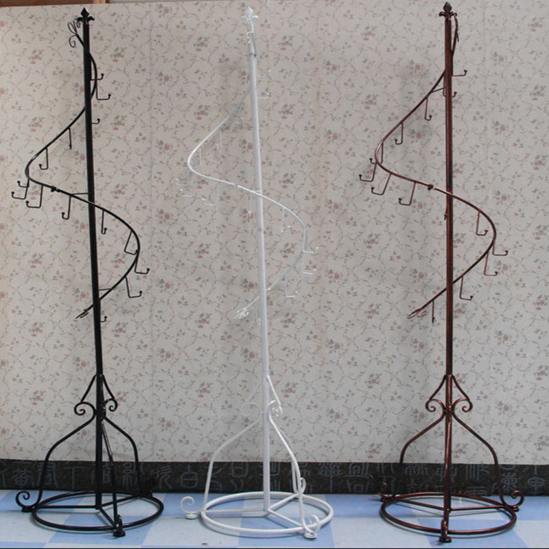 落地螺旋式铁艺衣架 高档铁艺旋转挂衣帽架挂包架 服装铁艺内衣架