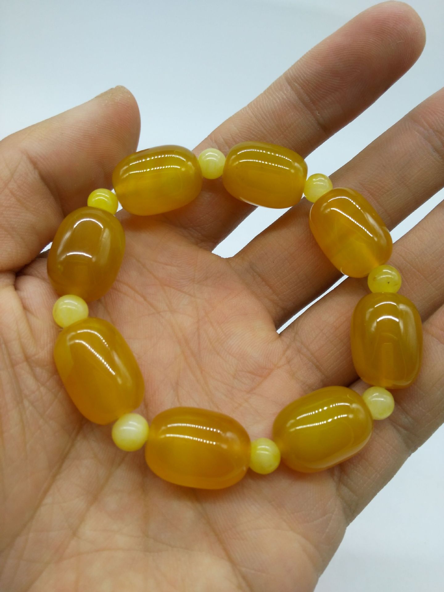 天然巴西玛瑙鼓珠手链 转运桶珠佛珠手串 旅游纪念品 展销会