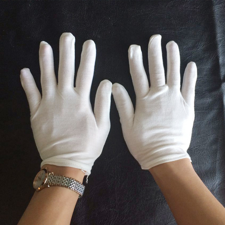米白色棉作业手套弹力防尘礼仪白手套劳保用品手部防护-阿里巴巴
