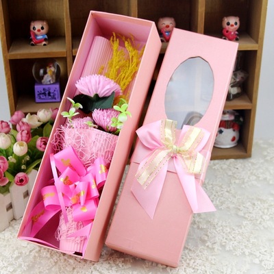 康乃馨三朵花束礼盒 香皂花创意妈妈老师生日节日礼物母亲节礼品