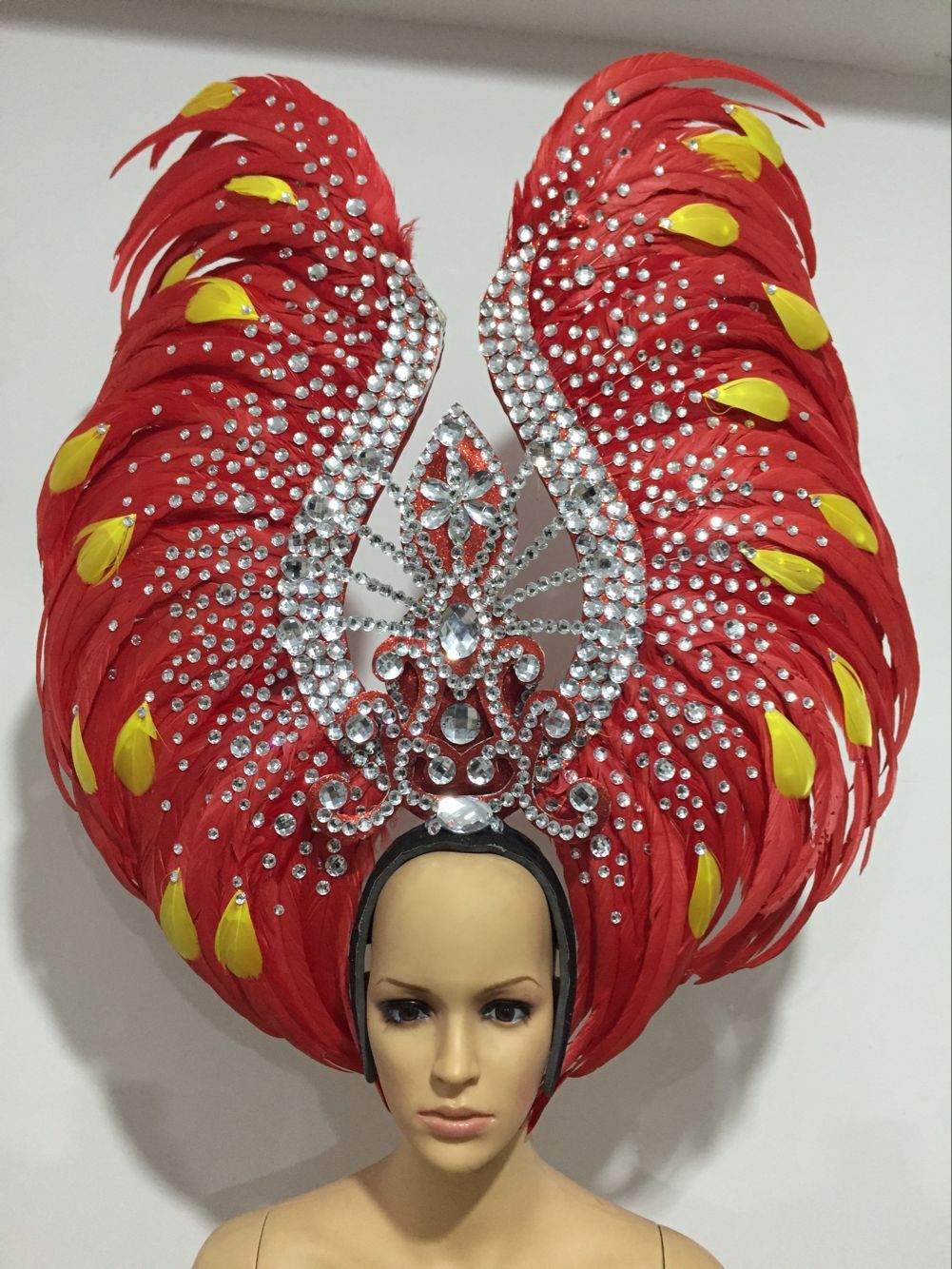 开场舞台演出羽毛服装夸张头饰鸵鸟毛背板 舞队套装 桑巴舞蹈服装