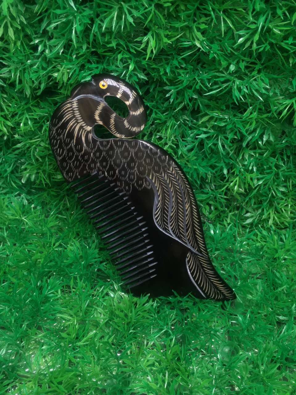 礼品工艺 首饰品 手饰 手链 天然羚羊角黑天鹅鸳鸯头梳  【木雕工艺品