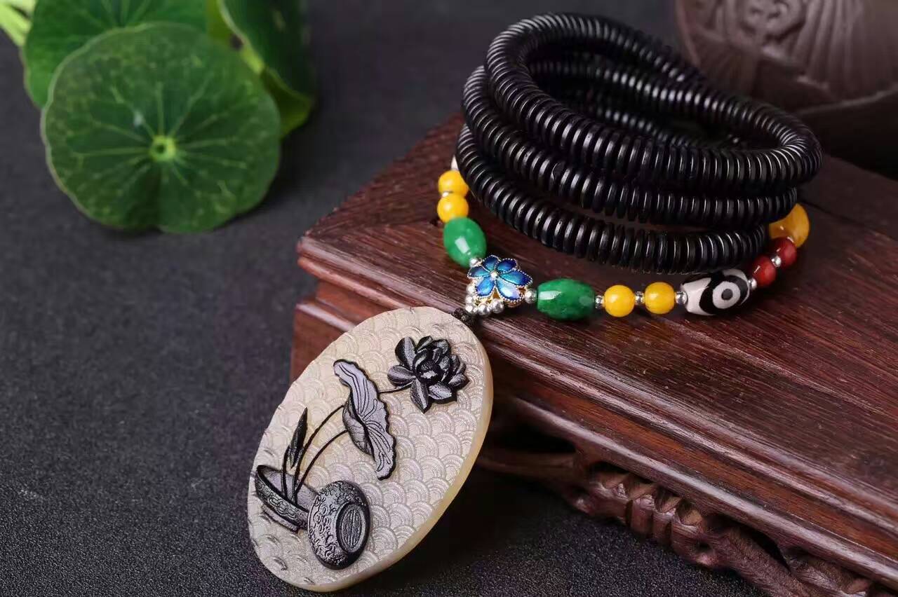 天然椰壳项链配羚羊角吊坠 时尚大方款 品质保证 一件代发