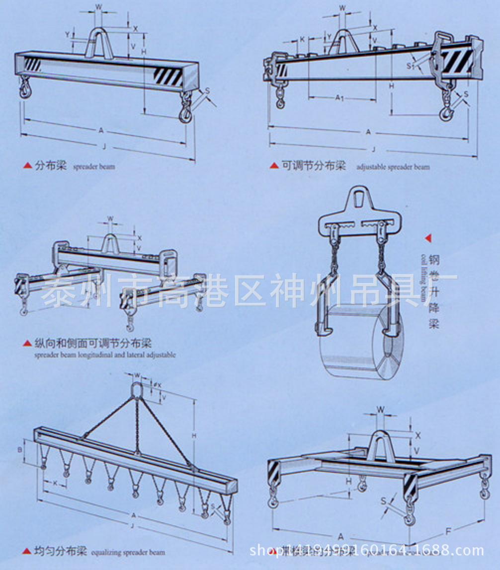 神州供应仓储码头起重横梁吊具 工字吊梁系列 铁扁担 可定制