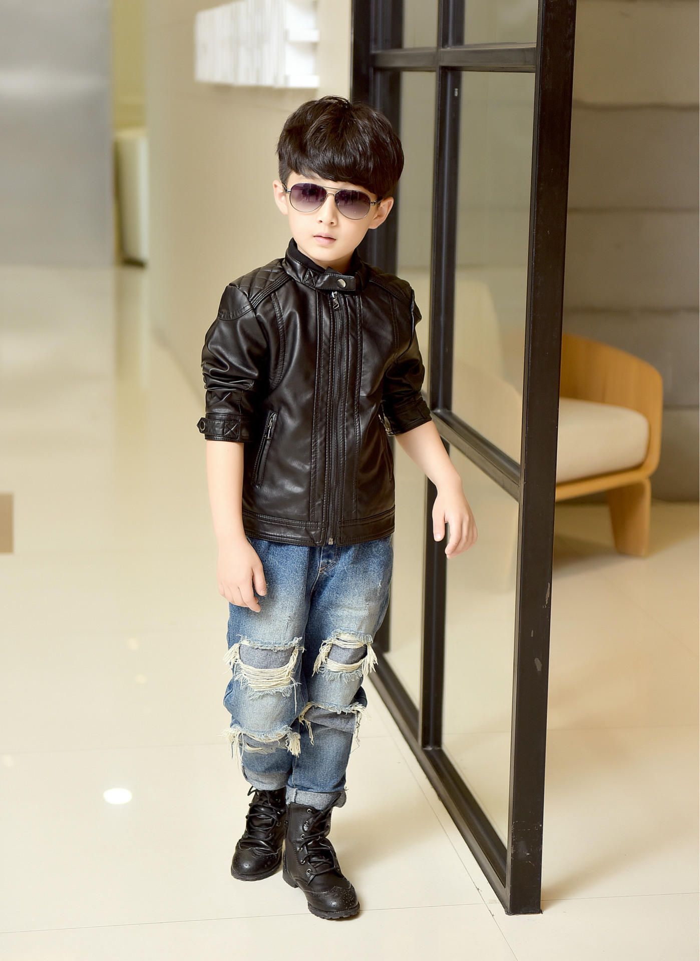 2016春秋季新款童装男童皮衣儿童皮衣女皮夹克中大童外套