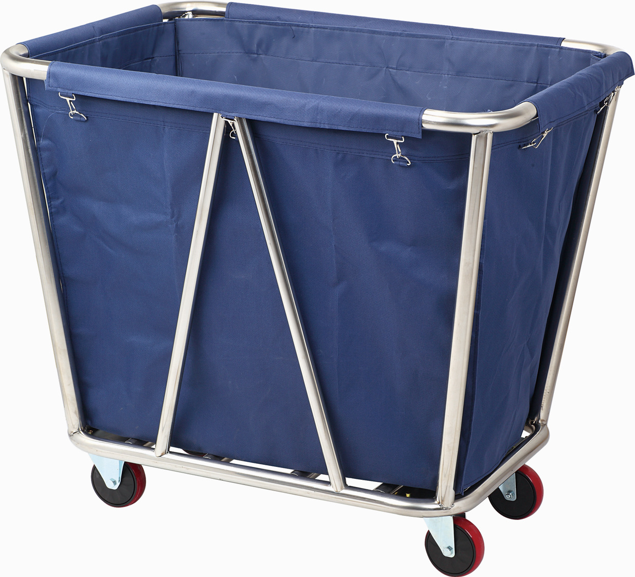 厂家批发酒店宾馆客房不锈钢布草车带扶手 布草收集车清洁车定做