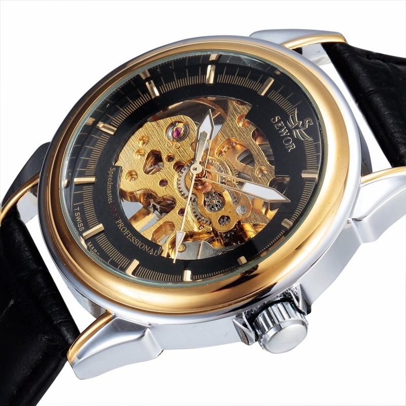 热卖品牌sewor男表手表手动皮革休闲手表罗马刻度男士休闲手表