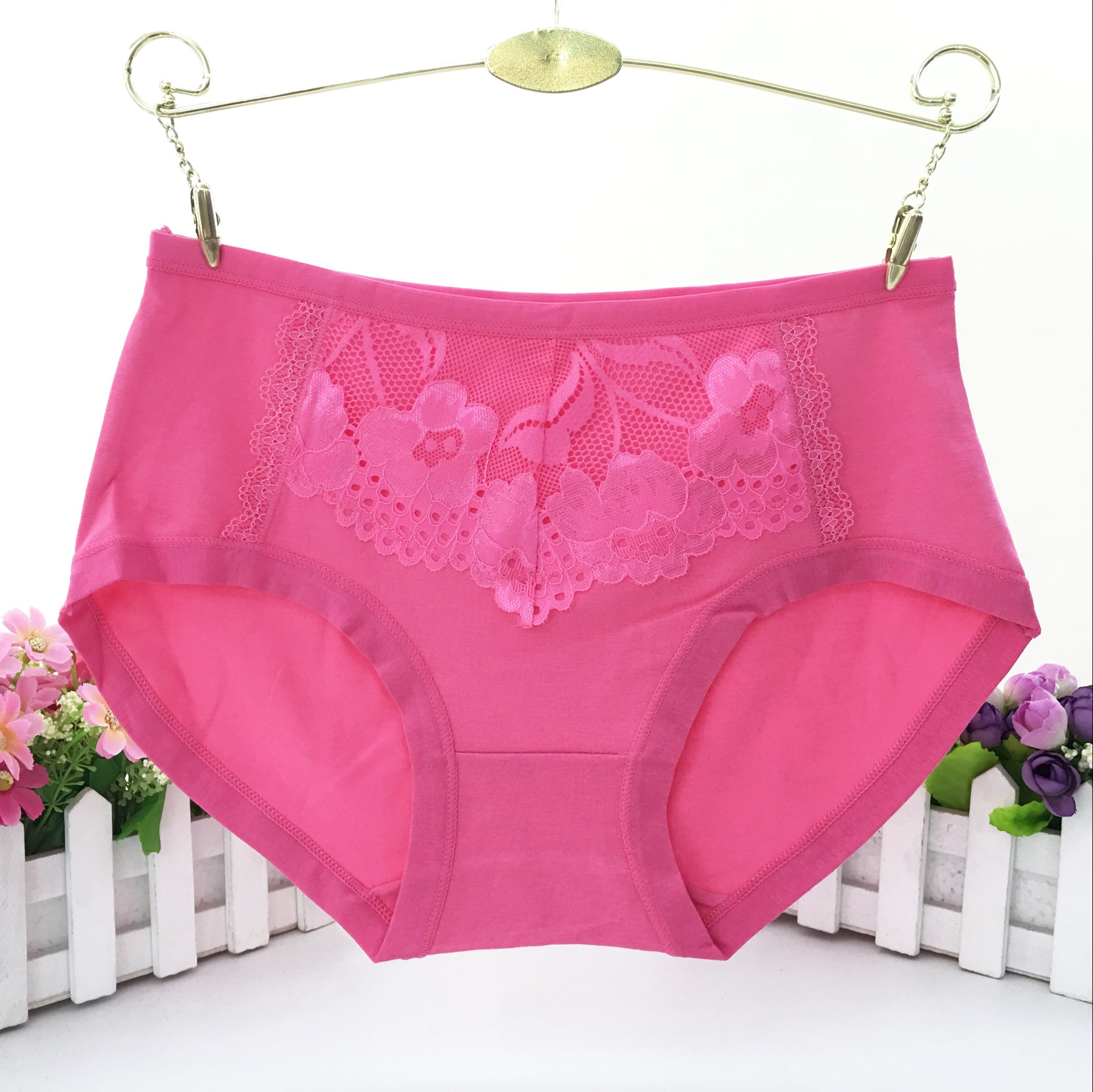 高档中腰蕾丝性感纯棉女内裤 有机棉女士内