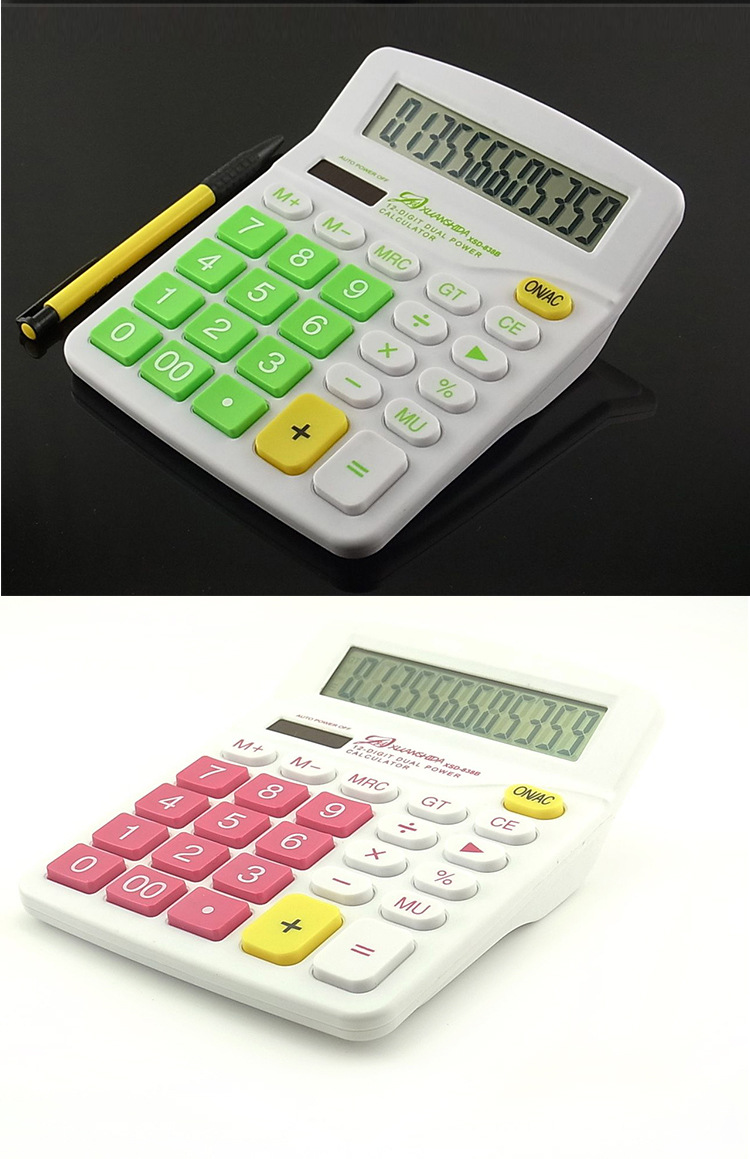 专业生产诸葛算牌品牌12位液晶显示计算器 记忆 彩色台式计算器