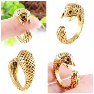 最新软合金电镀开口可调节外贸热卖饰品卡通动物穿山甲戒指